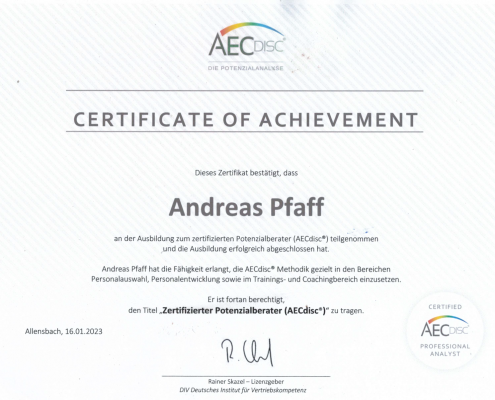 AECdisc® zertifizierter Potenzialberater